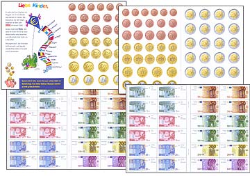 Euro-Rechen-Geld Spiel- & Bastelbogen f&uuml;r Kinder